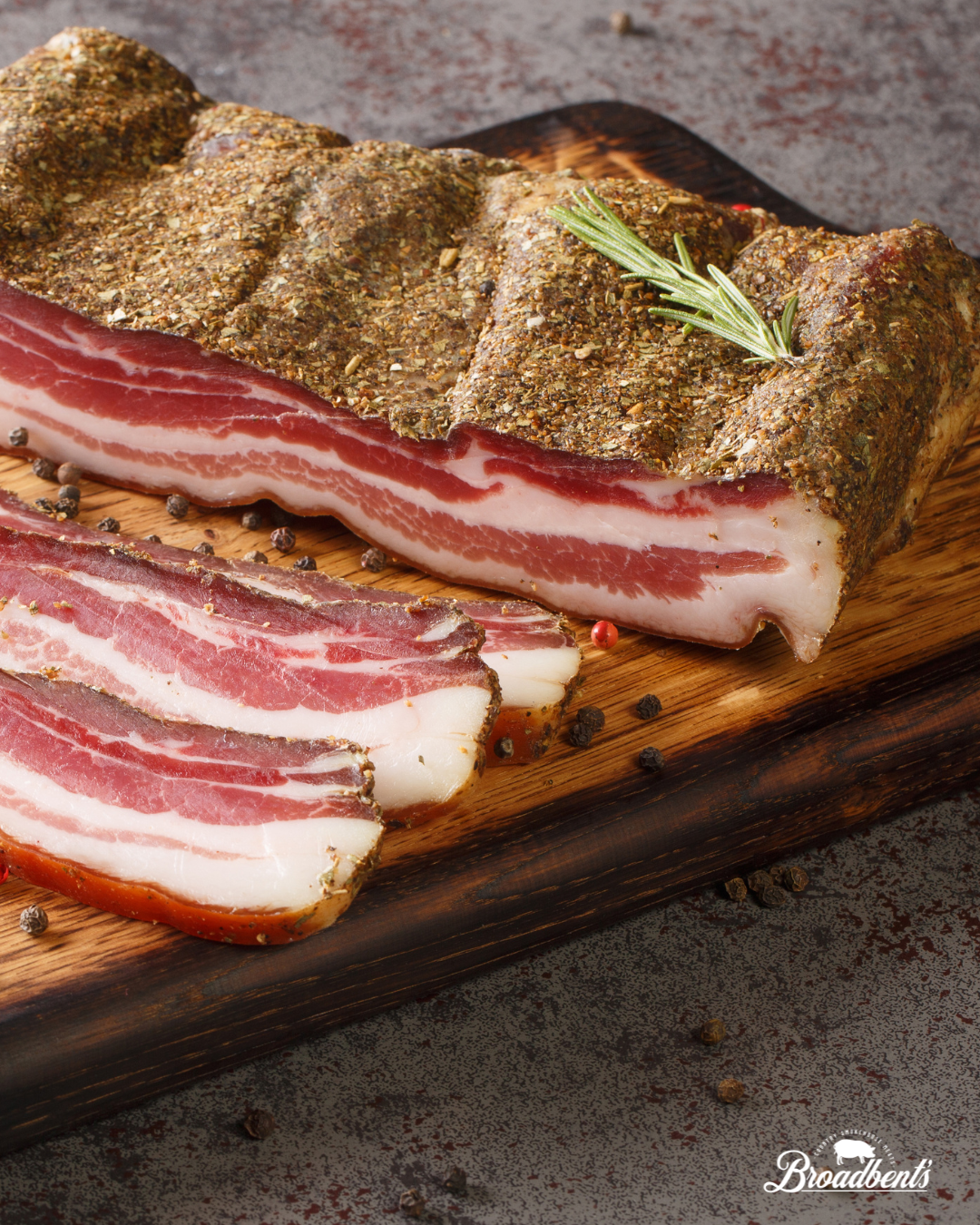 Hickory Smoked Pepper Bacon Slab